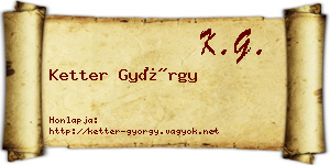 Ketter György névjegykártya